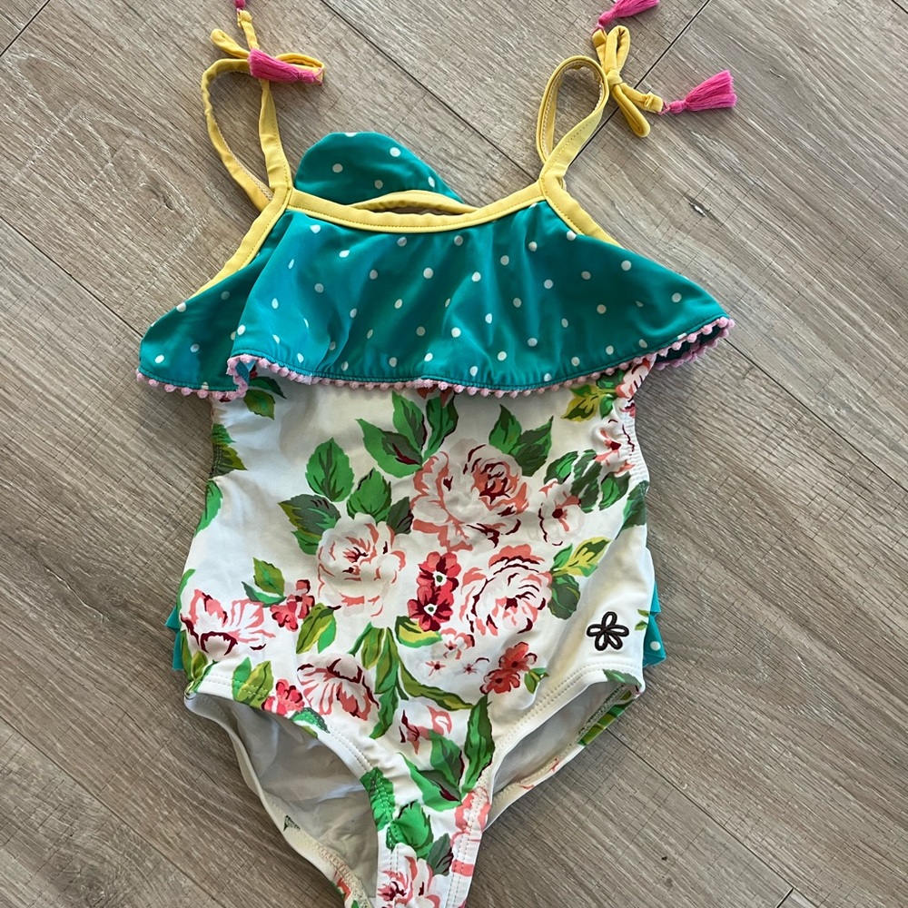 Matilda Jane Kids Swim One Piece - Teal, Yellow, Floral